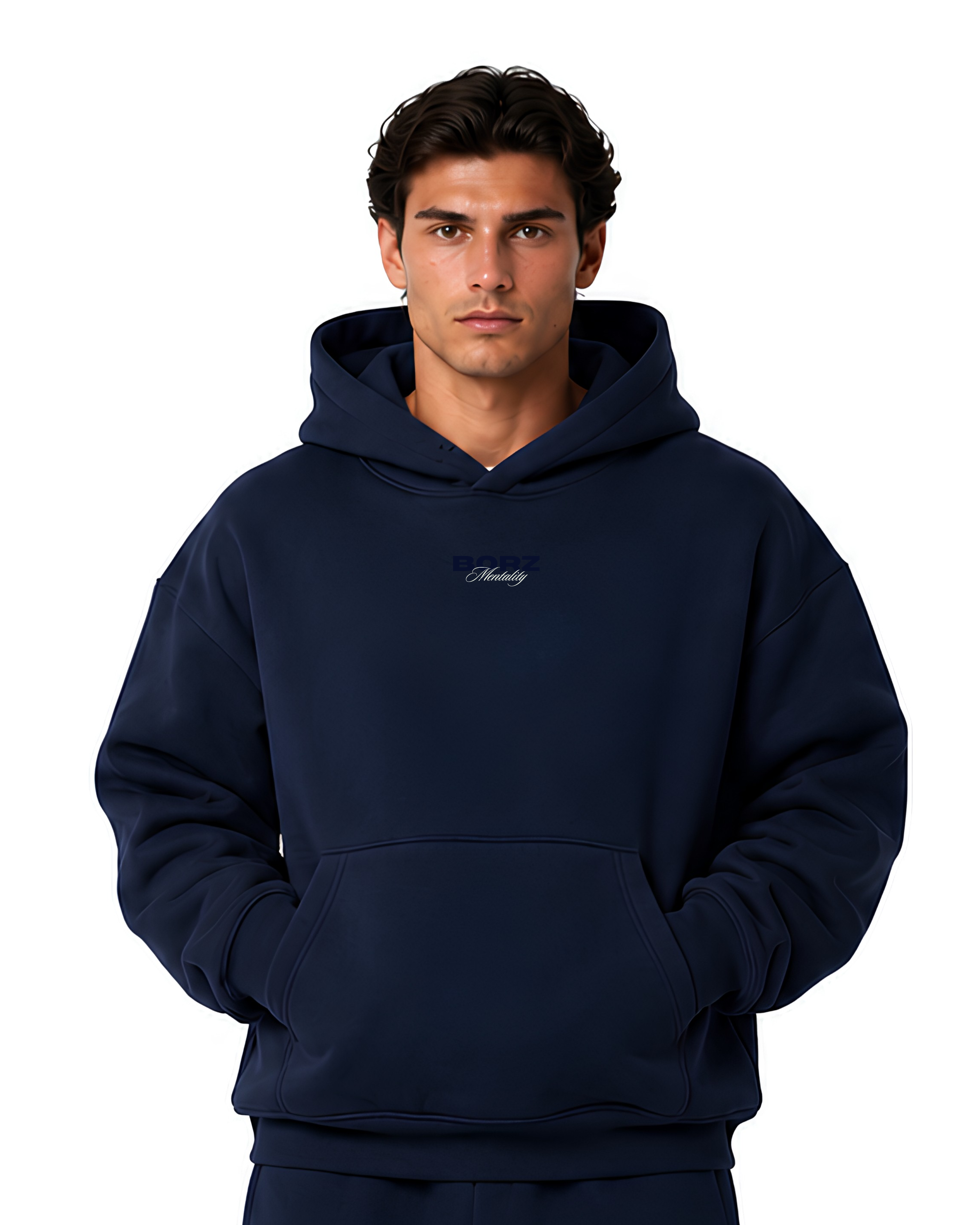 THE BORZ MENTALITY - Hoodie navy blue – 𝗕𝗢𝗥𝗭 𝗔𝗧𝗘𝗟𝗜𝗘𝗥