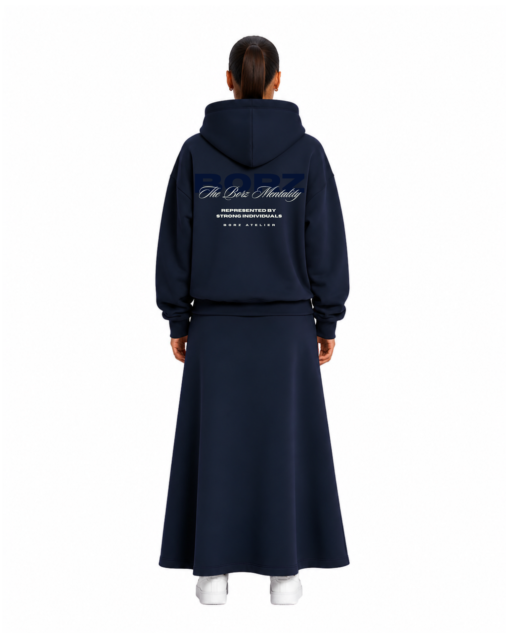 The Borz Mentality Tracksuit (skirt) - navy blue