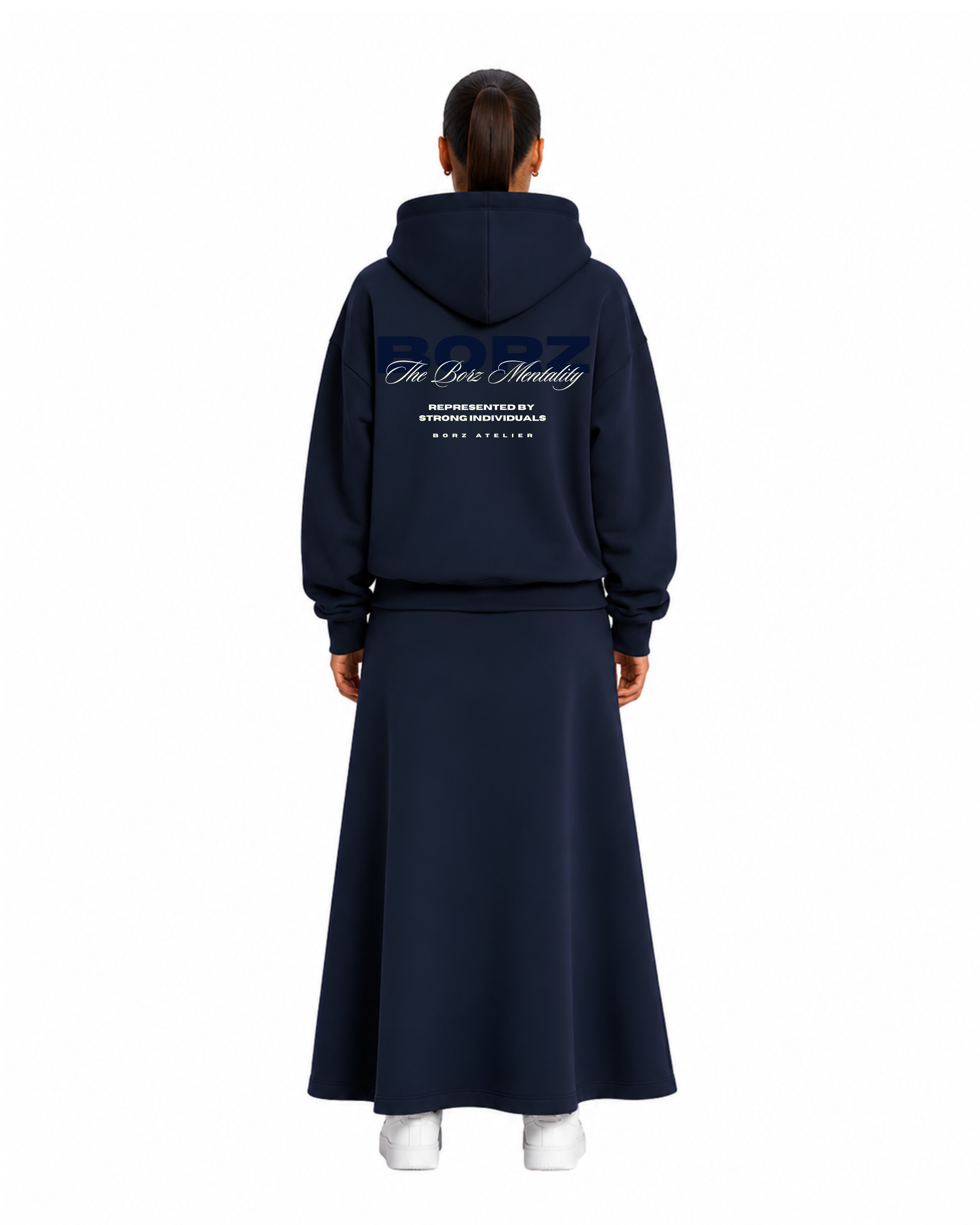 The Borz Mentality Tracksuit (skirt) - navy blue