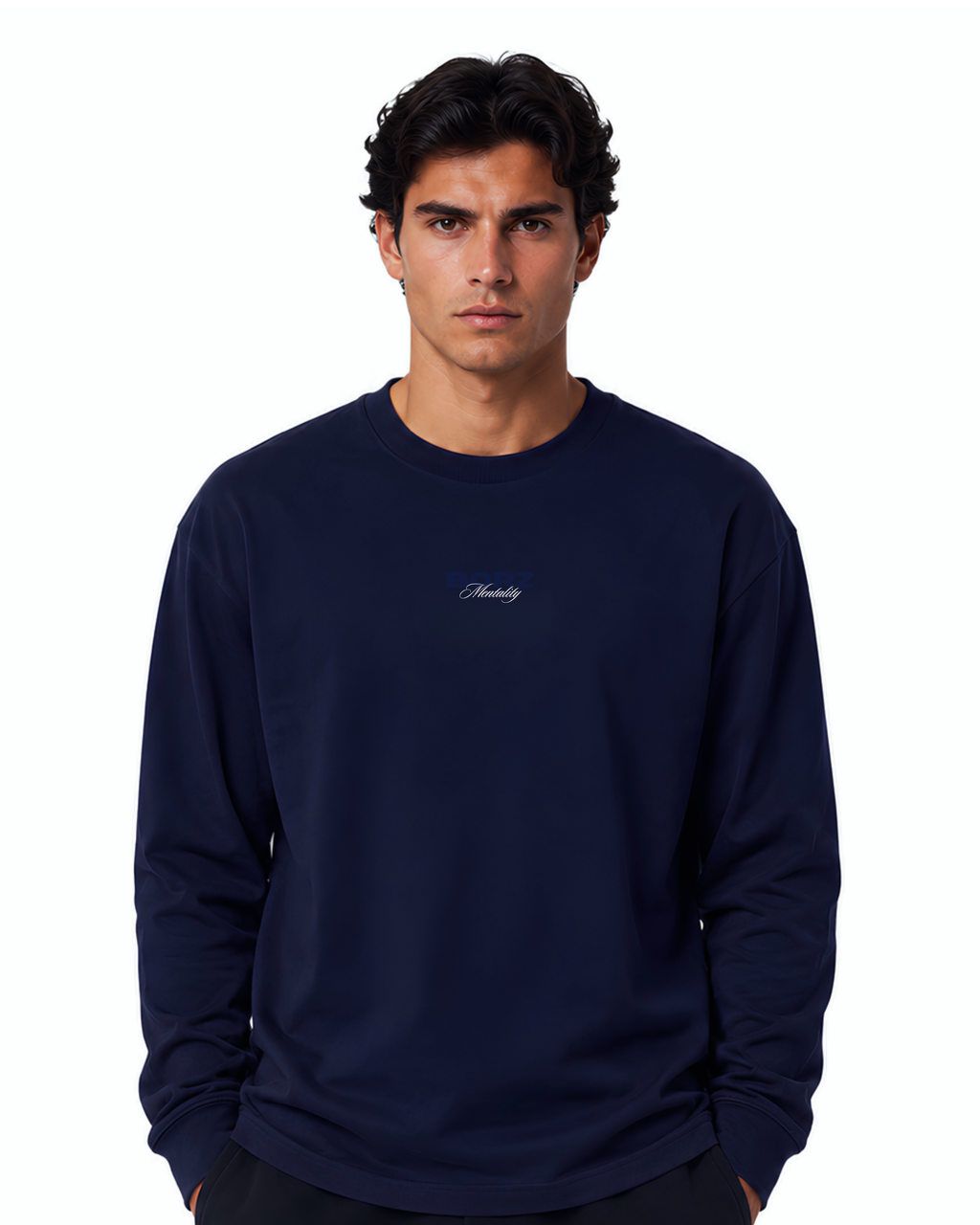 THE BORZ MENTALITY - Long Sleeve navy blue