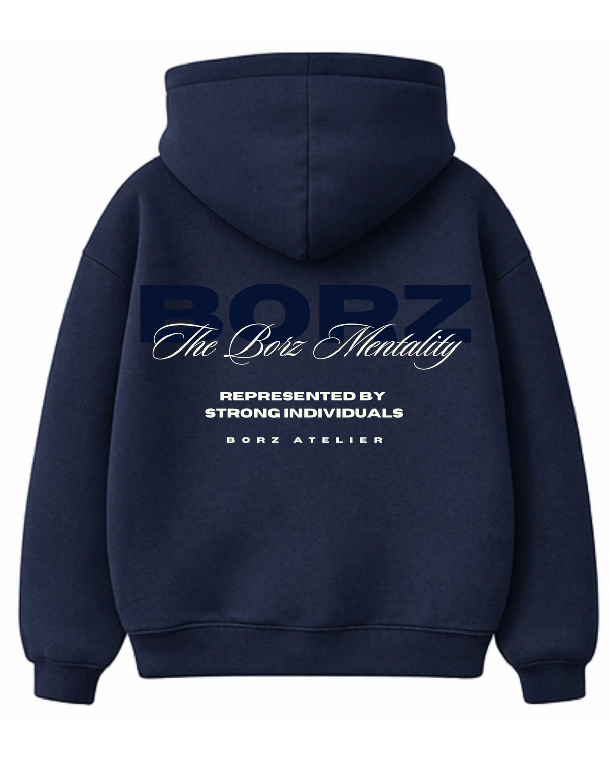 THE BORZ MENTALITY - Hoodie navy blue – 𝗕𝗢𝗥𝗭 𝗔𝗧𝗘𝗟𝗜𝗘𝗥