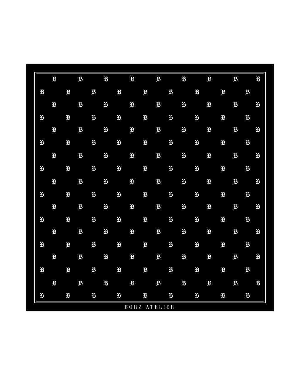 SILK SCARF black 112x112cm - hand stiched - pre-order