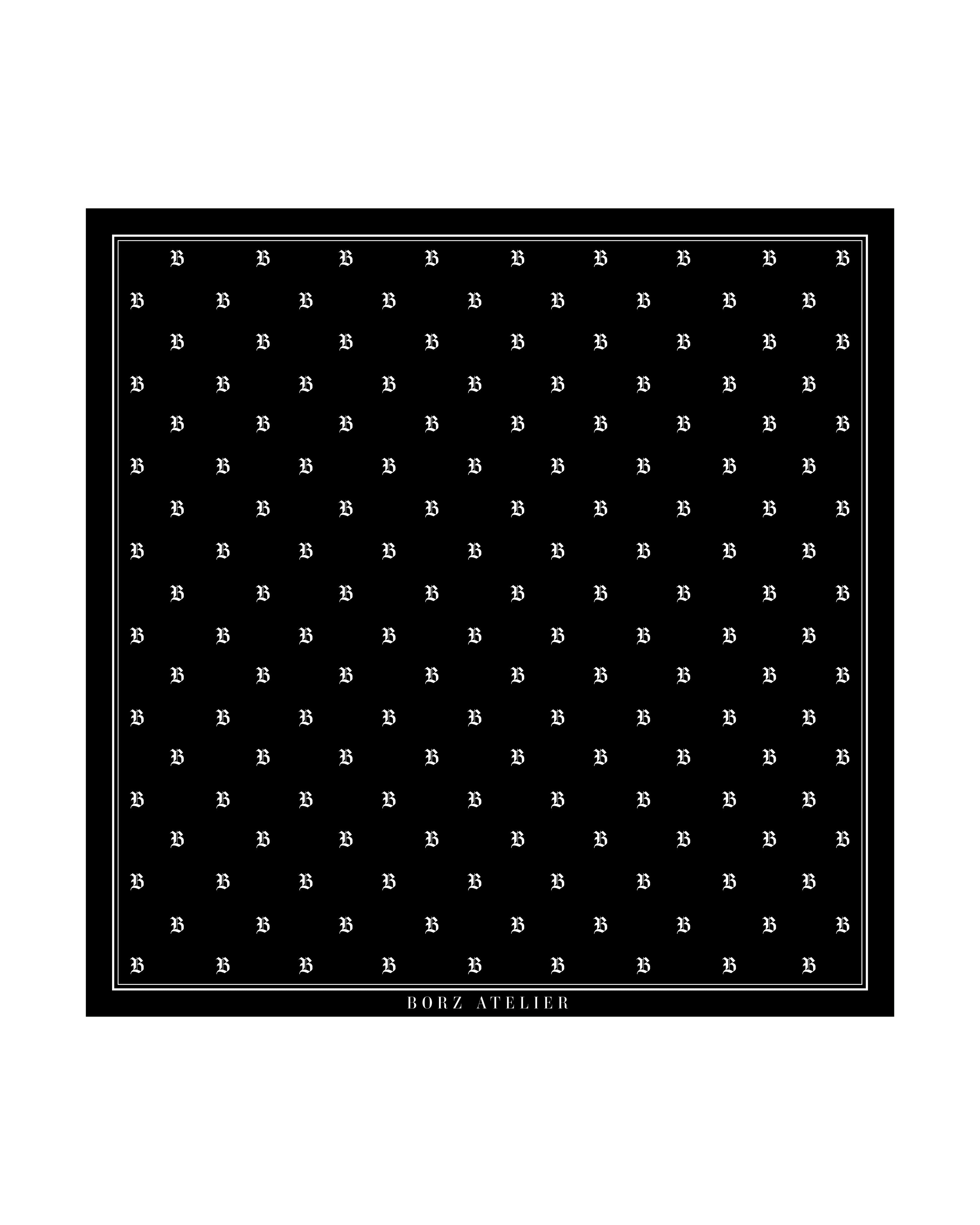 SILK SCARF black 112x112cm - hand stiched - pre-order