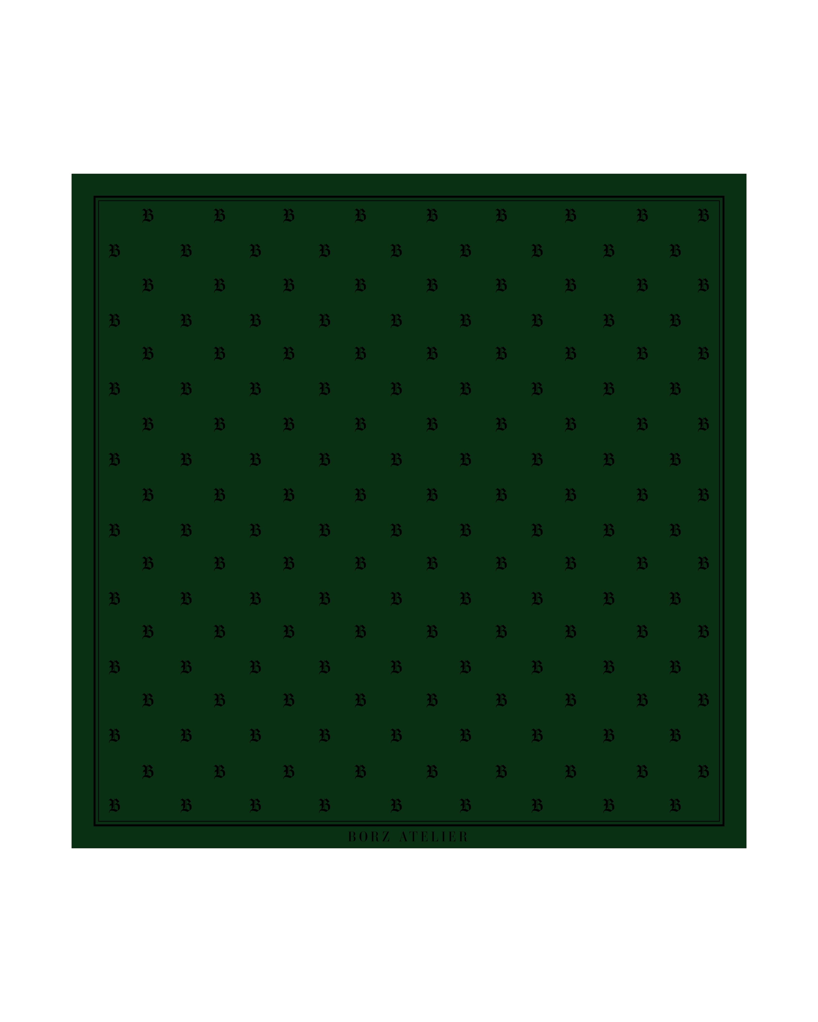 SILK SCARF green 112x112cm - hand stiched - pre-order