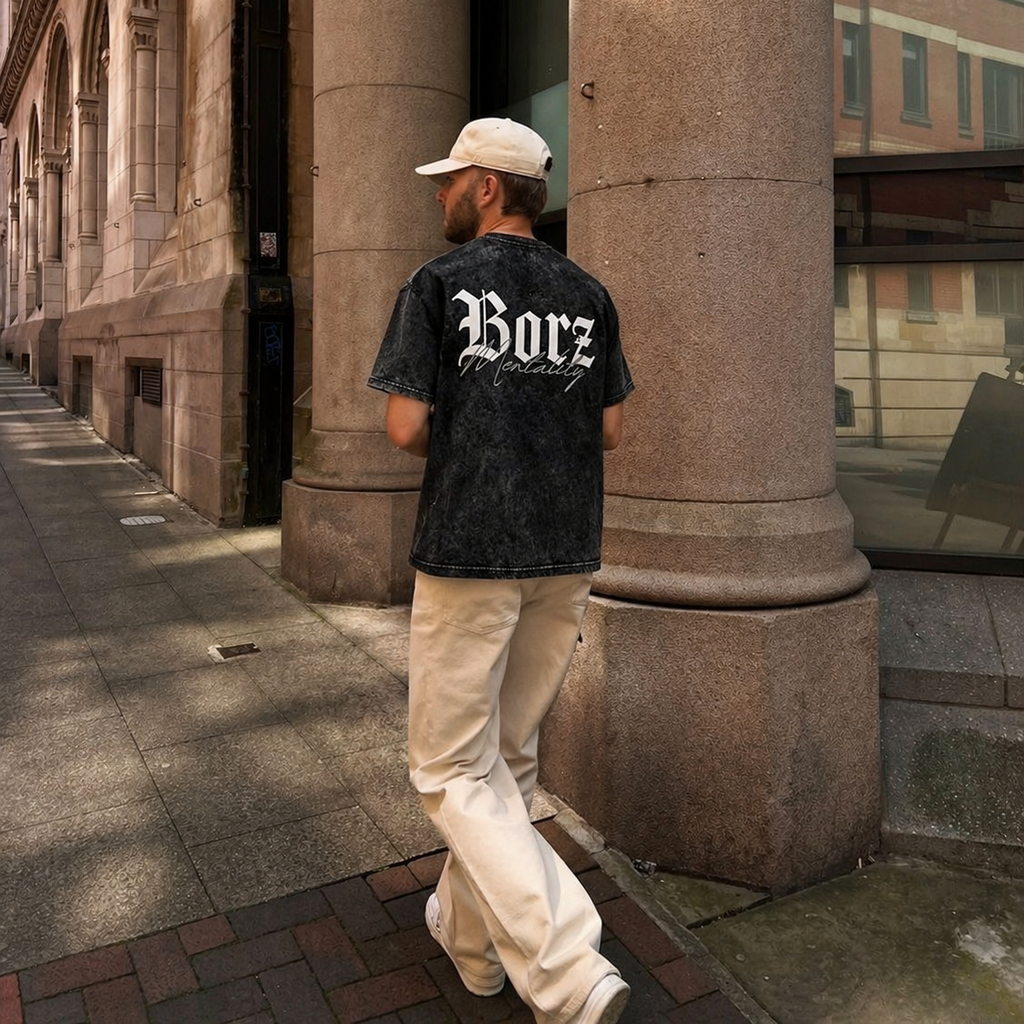 PRE-ORDER: The Borz Mentality - washed long T-shirt - oversized
