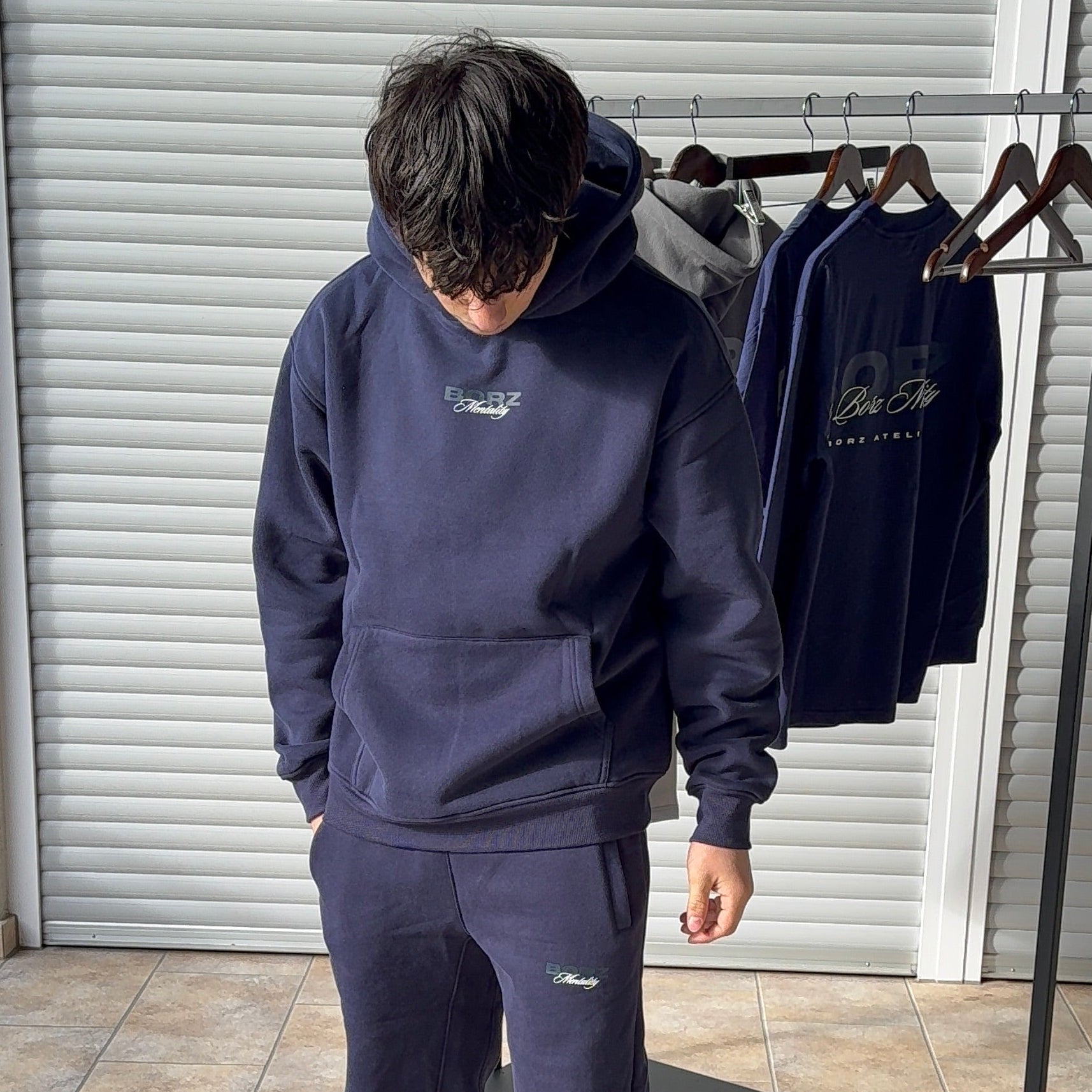THE BORZ MENTALITY - Hoodie navy blue – 𝗕𝗢𝗥𝗭 𝗔𝗧𝗘𝗟𝗜𝗘𝗥