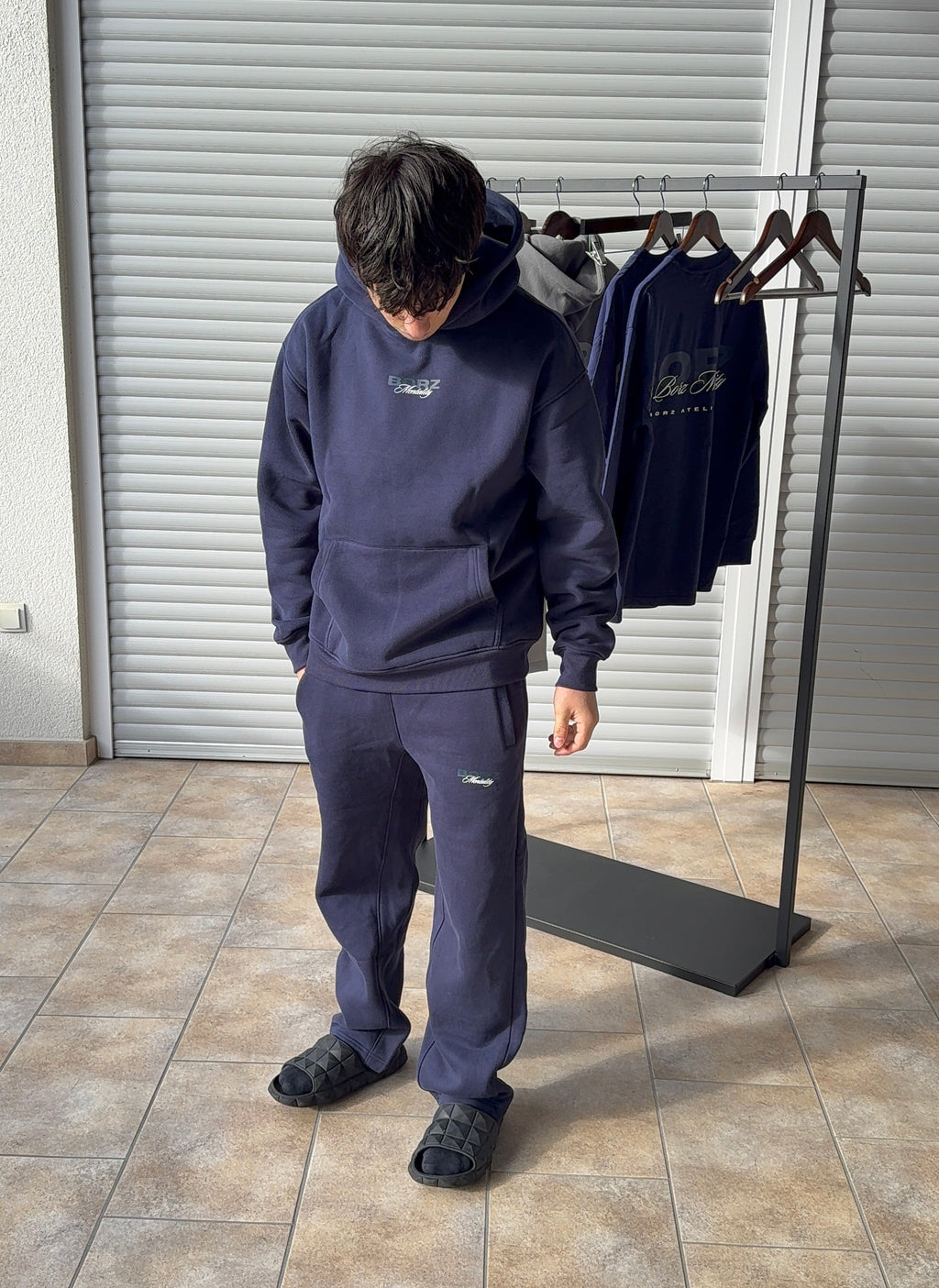 THE BORZ MENTALITY - pants navy blue