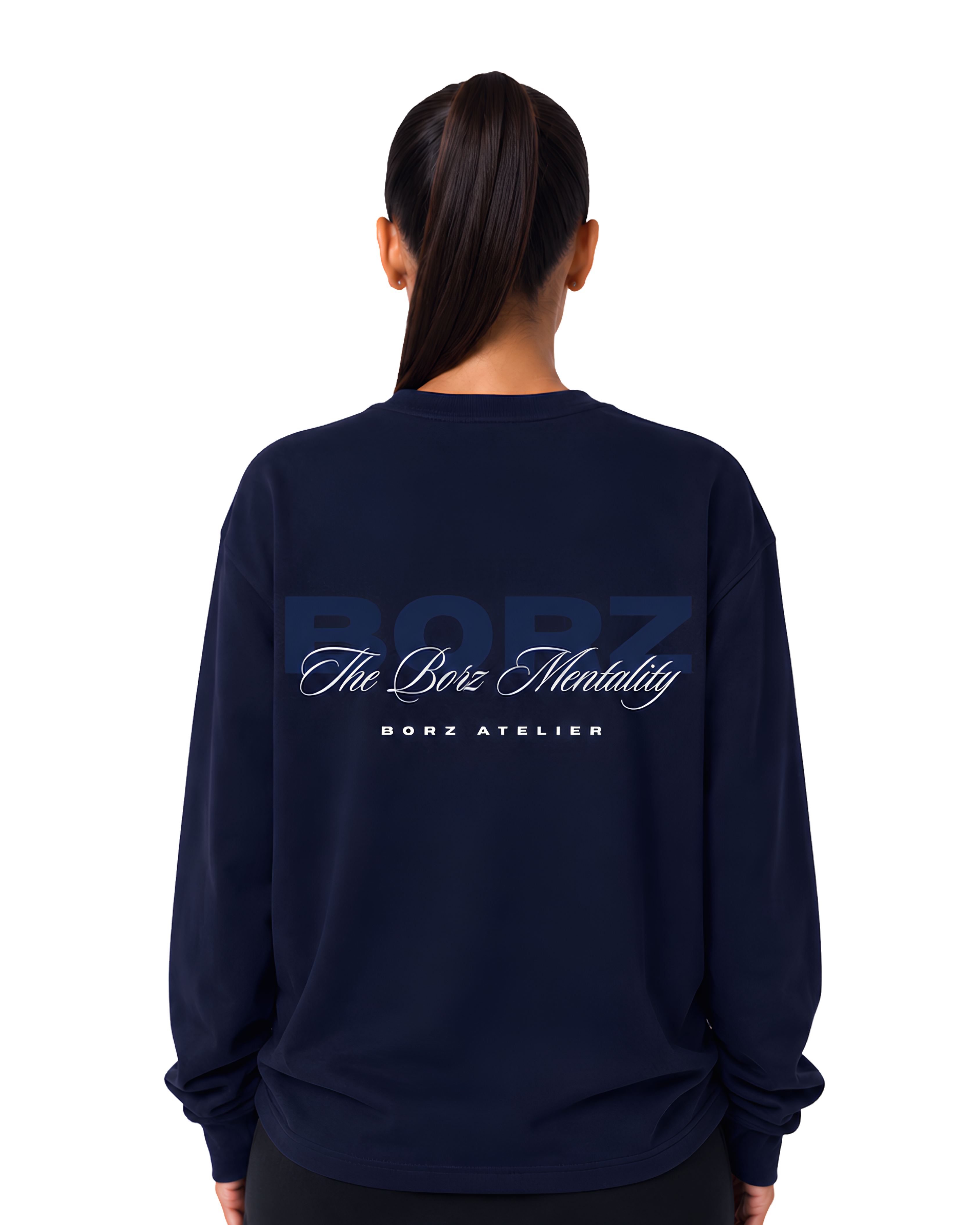 THE BORZ MENTALITY - Long Sleeve navy blue
